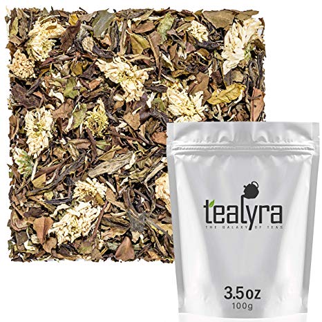 Tealyra - White Chrysanthemum Infusion - White Peony Tea and Chrysanthemum Blossoms - Loose Leaf Tea Blend - High in Antioxidants – All Natural - Healthy - Caffeine Low - 100g (3.5-ounce)