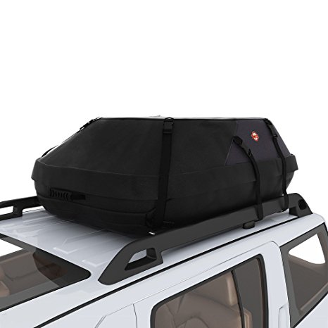 COOCHEER Car Roof Carrier- Waterproof Universal Soft Rooftop Bag Luggage Cargo Carriers for Car with Racks,Travel Touring,Cars,Vans, Suvs (20 Cubic Feet, Black)