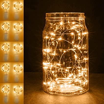 10 Packs Fairy Mini String Lights , WOVTE 6.5Ft Fairy String Light Outdoor and Indoor 20 LEDs Waterproof Copper Fairy Twinkle Lights for Bedroom Jars Wedding Party Halloween and Festival Decoration