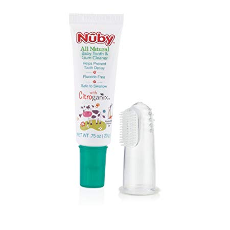 Nuby Baby Toothpaste and Silicone Finger Gum Massager, 0.75 Fluid Ounce