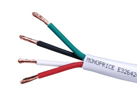 Monoprice 100-Feet 18AWG CL2 Rated 4-Conductor High-Purity Oxygen-Free Copper Speaker Wire