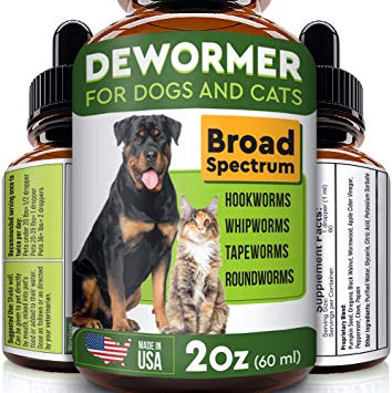 Pawesome Dewormer for Dogs and Cats - Made in USA Broad Spectrum Worm Treatment - Eliminates & Prevents Tapeworms, Roundworms, Hookworms, Whipworms - All Breeds and Size - Puppy & Kitten - 2oz