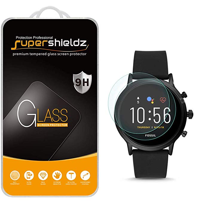 (2 Pack) Supershieldz for Fossil Gen 5 Smartwatch Carlyle HR Tempered Glass Screen Protector, Anti Scratch, Bubble Free