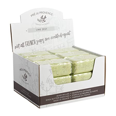 Pre de Provence Artisanal French Soap Bar Enriched with Shea Butter, Lime Zest, 150 Gram (Pack of 18)