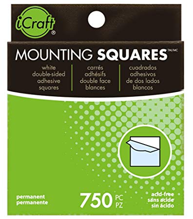 iCraft Mounting Squares Permanent, 750 Count, 1/2 Inch, White