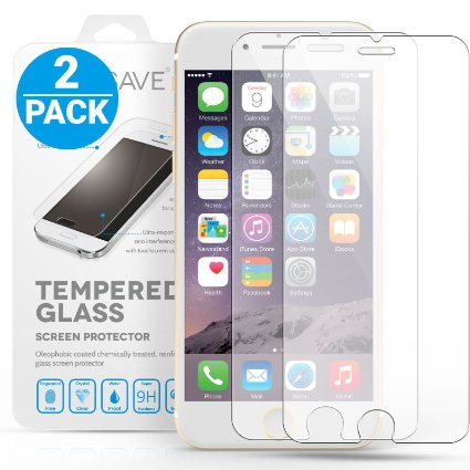 Yousave Accessories iPhone 6S Plus / 6 Plus Crystal Clear 2-Pack of Tempered Glass Screen Protector [Super Slim 0.3mm / 9H Hardness Rating] Twin Pack