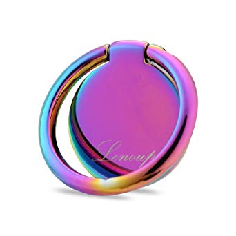 Lenoup Rainbow Cell Phone Ring Stand Holder,Purple Multicolor Ring Grip Kickstand Magnetic Car Mount Holder,360 Rotation Metal Finger Ring Almost All Phones/Pad