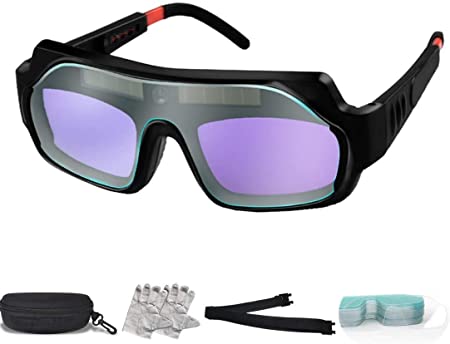 1 Pair Solar Auto Darkening Welding Goggle,Safety Protective Welding Glasses Mask Helmet,Eyes Goggles Mask Anti-Flog Anti-Glare Goggles
