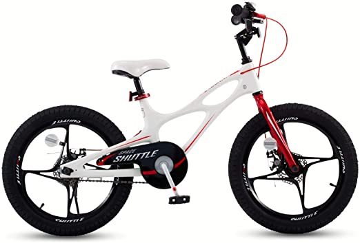 RoyalBaby Kids Bike Boys Girls Space Shuttle for 2-9 Years Old 14 16 18 Inch Magnesium Bicycle 2 Hand Disc Brakes Cycle Training Wheels or Kickstand Child's Bicycle Black White Purple