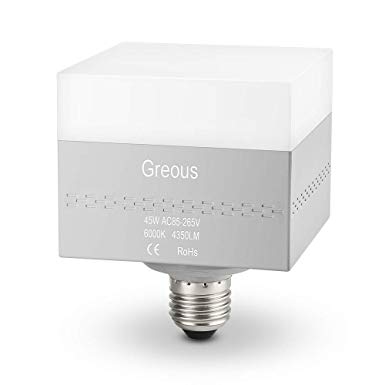 Greous 45W LED Square Light Bulbs (300W Equivalent),4350-Lumen, 6000K Daylight White, with Rotatable Base, Retrofit LED Bulbs for Large Area Office Factory Warehouse Barn High Bay lamp Living Room