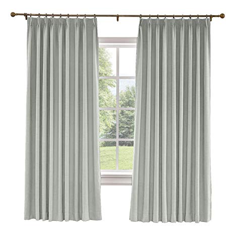 Prim Patio Sliding Door Curtains Linen Room Darkening Thermal Insulated Blackout Pinch Pleat Window Curtain for Living Room, Sand White, 100x84-inch, 1 Panel