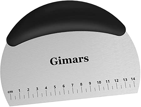 Gimars Dough Cutter and Scraper, Cutter Stainless Steel Chopper with Handle and Measuring Scale, Pastry Cutter Tool Scale Kitchen, Dough Cutters for Baking