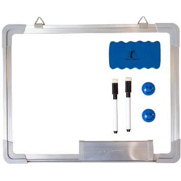 Whiteboard Set - Dry Erase Board 15 x 12 "   1 Magnetic Dry Eraser, 2 Dry-erase Black Marker Pens And 2 Magnets - Small White Hanging Message Scoreboard For Home Office School (15x12" Landscape)