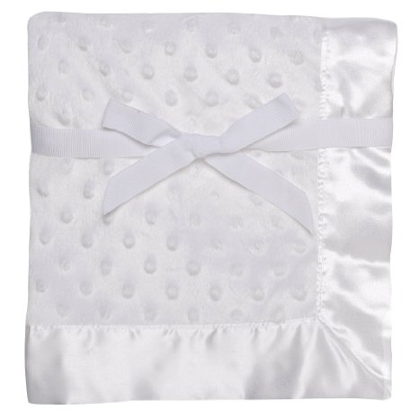 Baby Starters Textured Dot Blanket with Satin Trim, White 30" x 40"