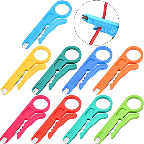 9 Pieces Mini Wire Stripper Punch Down Cutter Striping Tool for Network Wire Cable, RJ45/ Cat5/ CAT - 6 Data Cable, Telephone and Computer UTP Cable