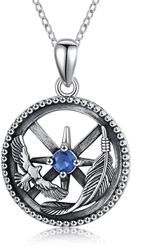 JUSTKIDSTOY Eagle Necklace for Men 925 Sterling Silver Steering Wheel Pendant Jewelry Hawk Necklace for Birthday