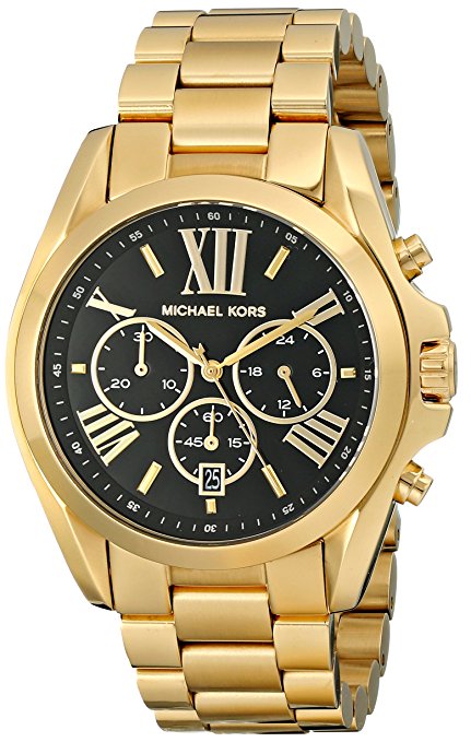 Michael Kors Goldtone Plated Stainless Steel Bradshaw Watch With Black Dial