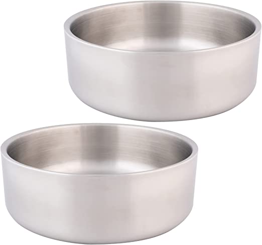 Our Pets Stainless Steel Dog Bowls w/ Double Wall, Dog Bowls or Cat Bowls used as Dog Water Bowl or Cat Food Bowl Holds 2-8 Cups /16 - 64oz | Perfect Outdoor Dog Bowls for Large Dogs, Medium and Small
