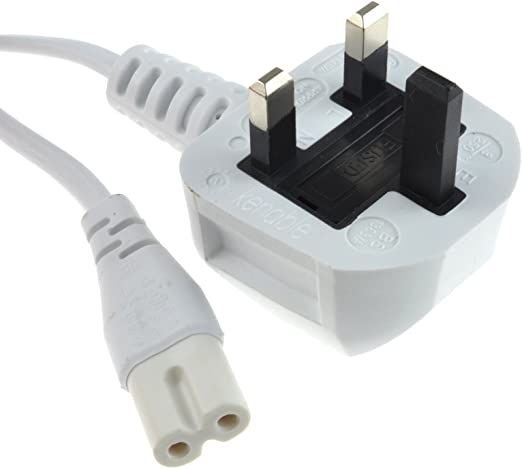 pro elec PL13302 3m UK Plug to C7 Lead Figure 8 Power Cable for LED or Smart TV - White