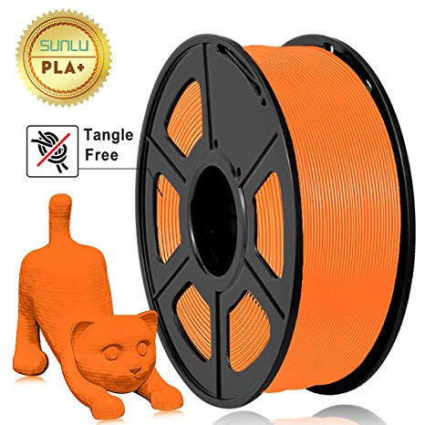 SUNLU 3D Printer Filament PLA Plus, 1.75mm PLA Filament, No Tangle 3D Printing Filament Low Odor, Dimensional Accuracy  /- 0.02 mm, 2.2 LBS (1KG) Spool 3D Filament, Orange PLA