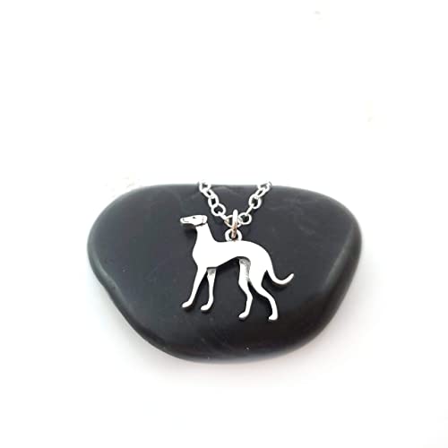 Greyhound Dog Charm Necklace - Sterling Silver Jewelry