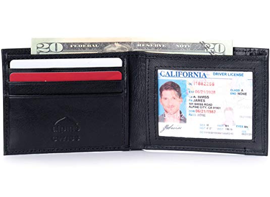 Alpine Swiss Men's Genuine Leather Thin Slimfold Wallet