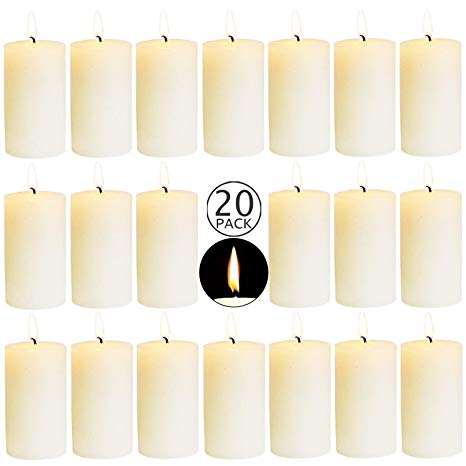 XYUT 20 Ivory Wedding Party Pillar Candles Aprox. 2X4 Inches