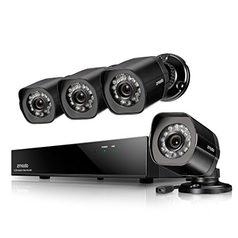 Zmodo 8-Channel 1080p Video Security Camera System (4) Indoor/Outdoor Cameras with IR Night Vision LEDs, NO HDD