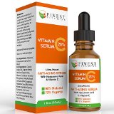 Organic 20 Vitamin C Serum  Vitamin E Hyaluronic Acid Amino for Face Repairs Dark Circles  Fades age spots and Sun Damage  Acts as Anti wrinkle Natural Ingredients  Smooth Radiant Skin  Look More Youthful - A Marvelously Beautiful Skin  by Finest Vitamins