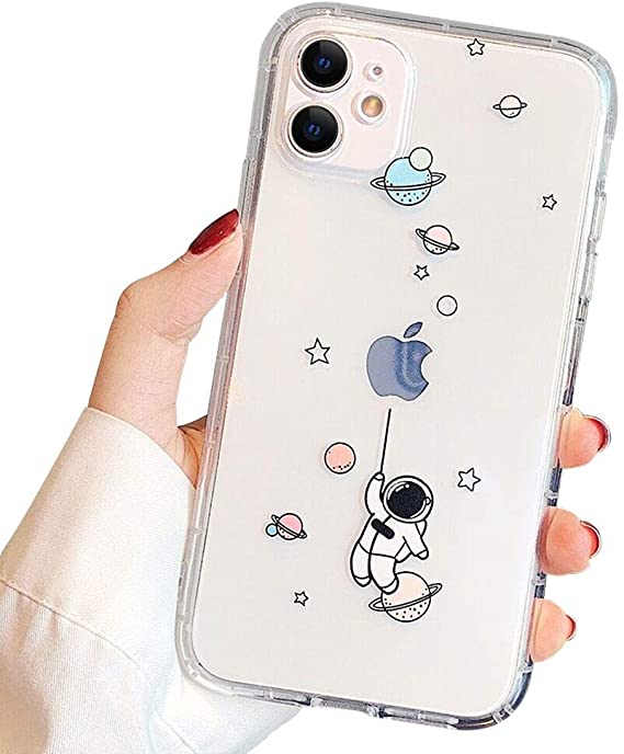 Ownest Compatible with iPhone 11 Case for Clear Creative Astronaut Cute Cartoon Pattern Soft TPU Protective Slim Shockproof Case for iPhone 11-(Balloon)