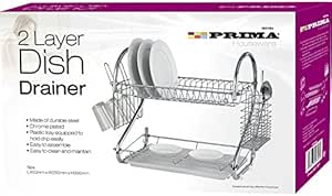 PRIMA 2 Tier Dish Drainer Chrome, Silver, One Size