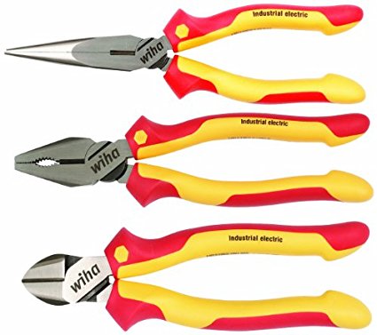 Wiha 32981 Insulated Industrial Pliers/Cutters Set, 3-Piece