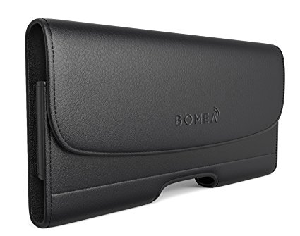 iPhone 6 Plus 6s Plus Case, iPhone 7 Plus Case with Clip, Bomea Leather Belt Clip Case Holster Pouch Holder Cover for Apple 7 Plus with a Slim Hard Case On - Built In ID Card Slot Wallet Case - Black