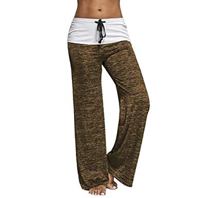 PRIMODA Women's Casual Pajama Lounge Pants Striped Floral Printed Wide Leg Yoga Pants