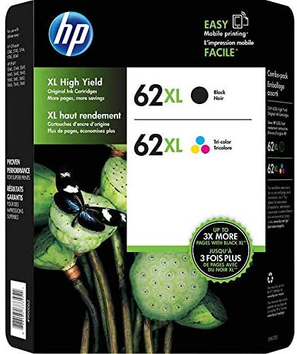 HP 62XL High Yield Black and Tri-Color Ink Cartridges