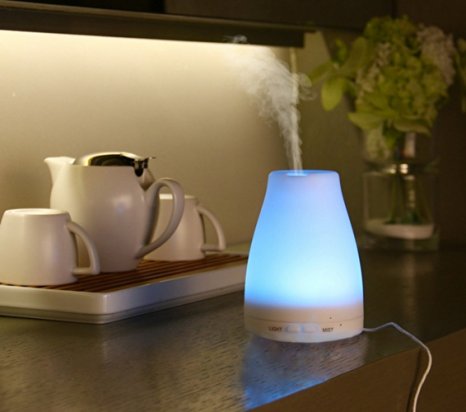 Essential Oil Diffuser 100ml - Exqline 100ml Ultrasonic Aroma Essential Oil Diffuser Cool Mist Humidifier with 7 Color Changing LED Lamps for Home Yoga Office SPA Bedroom Baby Room