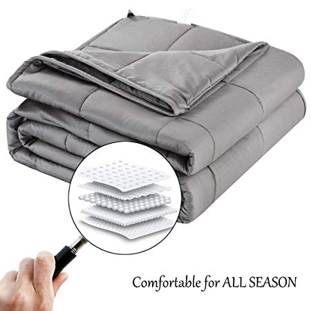 Balichun Weighted Blanket for Adults(25 lbs, 60''x80'', Dark Grey) 3.0 Heavy Blanket |100% Breathable Cotton Material with Glass Beads