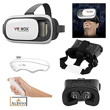 ALDIVO® Virtual Reality Headset 3D Glasses Version 2.0 Vr Box with Bluetooth Remote Control Motorola Moto G5 Plus / Vr Box for 3.5~6.0" Mobiles