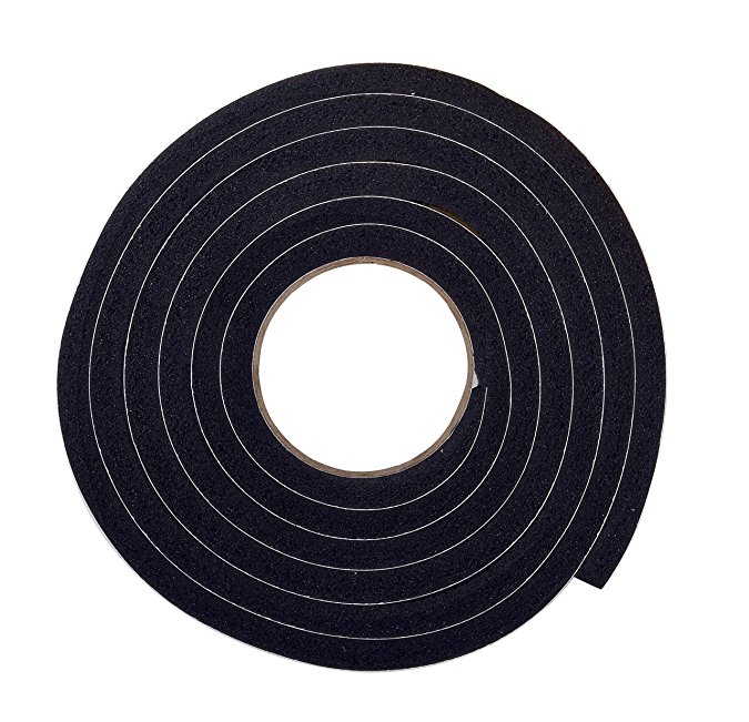 Frost King R738HA 3/8" Wide x 7/16" Tall x 10' Long Rubber Foam Self-Stick Weatherseal Tape, Black