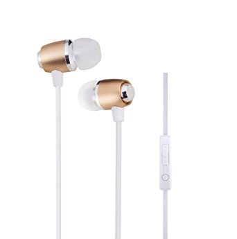 Woozik B810 In-Ear Noise Isolating Heavy Bass Headphones with Mic, Volume Control and Answer Button for Apple Iphone 6/6s and Android Galaxy