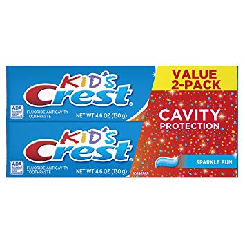 Crest Kid's Cavity Protection Toothpaste for Kids (children and toddlers 2 ), Sparkle Fun Flavor, 4.6 ounces, Pack of 2