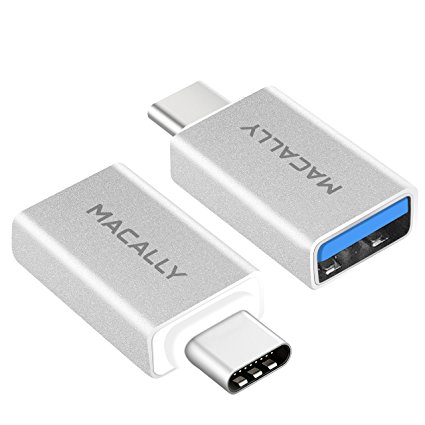 Macally USB-C to USB A 3.0 Adapter (2-Pack), Converts USB Type-C Input to USB-A for Macbook Pro 2017 / 2016, Macbook 12-Inch, Chromebook Pixel, Samsung S8 S8 , and Other Type-C Devices (UCUAF2)