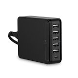 Alisten 6 Port High Speed USB-C USB Wall Charger Hub Station Power Adapter Power Hub Station Multi Port 1 USB C Type-C 5 USB 35Wfor mobile cell phone tablet iPhone iPad Galaxy Note Nexus -Black