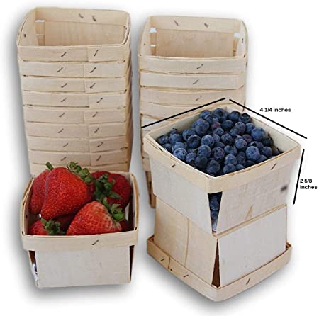 Jumping Daisy Pint Square Vented Wooden Berry Baskets - Set of 20