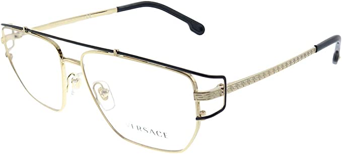 Versace VE 1257 1436 Gold Metal Hexagonal Eyeglasses 55mm