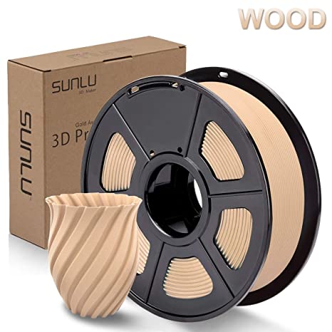 SUNLU Wood 3D Printer Filament 1.75mm PLA Filament 1kg/Spool for 3D Printing, Dimensional Accuracy  /- 0.02 mm, Real Wood Filament