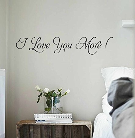 YINGKAI Romantic I Love You More Wall Decal Quote Vinyl Wall Decal for Home Bedroom Decoration