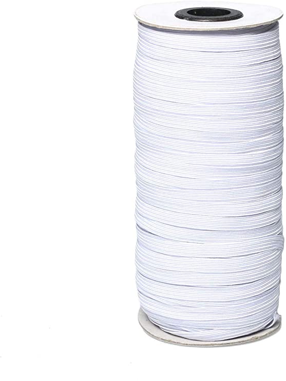 Elastic Bands for Sewing White Elastic Rope, 1/4 inch Elastic Strings,130 Yards Width Braided Elastic Band White Elastic Cord Heavy Stretch High Elasicity Knit
