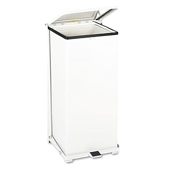 Rubbermaid Commercial Products Defenders Biohazard Step on Trash Can, 13-Gallon, White, Square Steel, Good with Infectious Waste in Doctors Office/Hospital/Medical/Healthcare Facilities