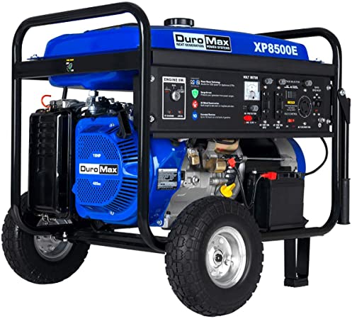 DuroMax XP8500E Gas Powered Portable Generator, Blue and Black